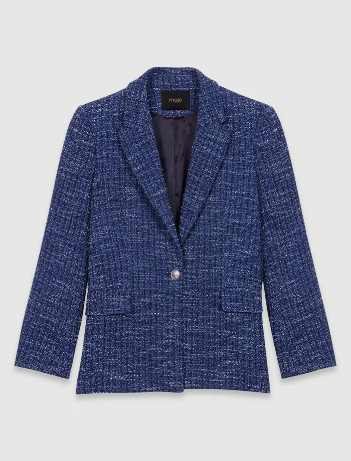 Blazers and Jackets Women Maje Tweed Jacket Blue