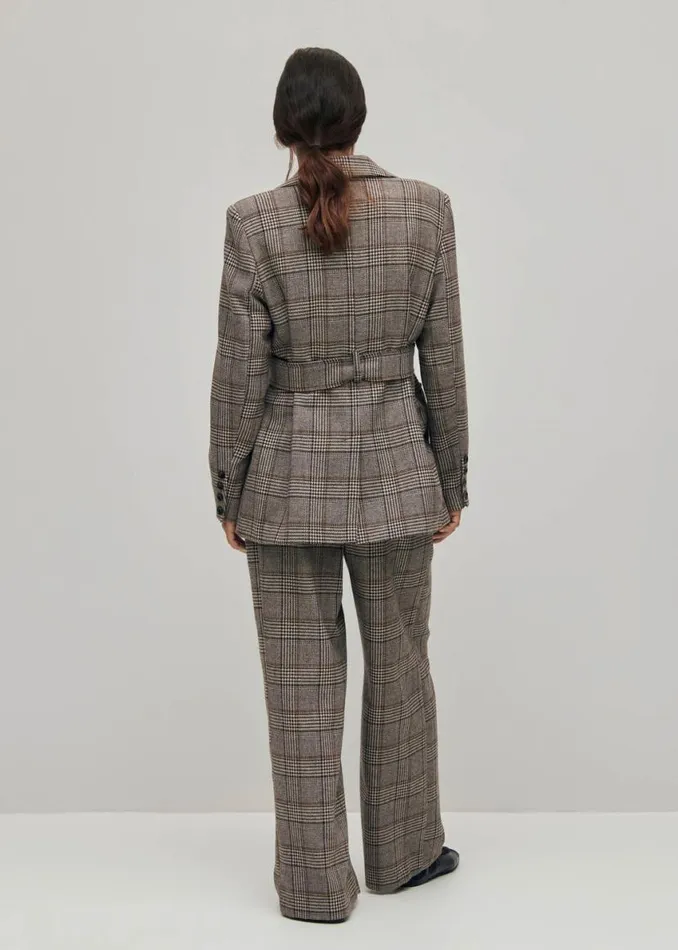 Blazers Vests Women ALOHAS Nagano Checks Brown Blazer