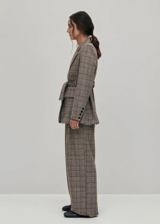 Blazers Vests Women ALOHAS Nagano Checks Brown Blazer