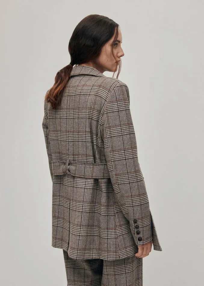 Blazers Vests Women ALOHAS Nagano Checks Brown Blazer