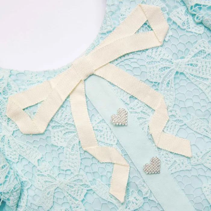 Blue Bow Lace Dress Kids Self Portrait Party Dresses Blue Bow Lace Dress Kids Self Portrait Party Dresses