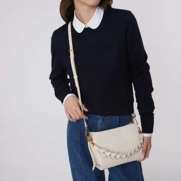 Boheme Ostrich Small Lambskin White Women Coccinelle Top Handle Bag Boheme Ostrich Small Lambskin White Women Coccinelle Top Handle Bag