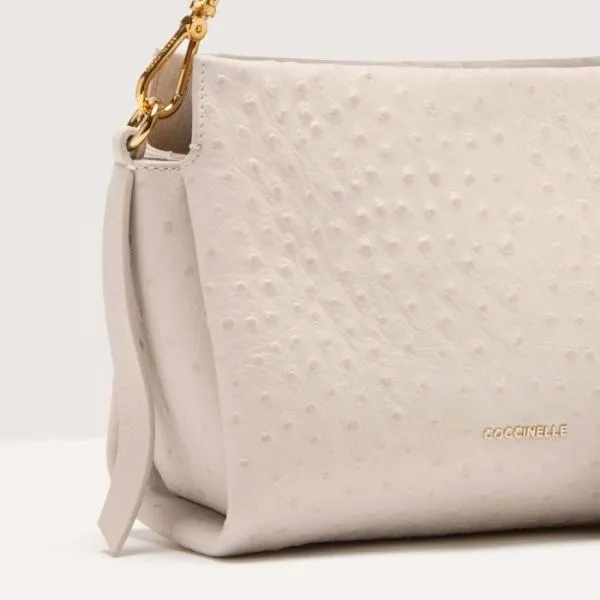 Boheme Ostrich Small Lambskin White Women Coccinelle Top Handle Bag Boheme Ostrich Small Lambskin White Women Coccinelle Top Handle Bag