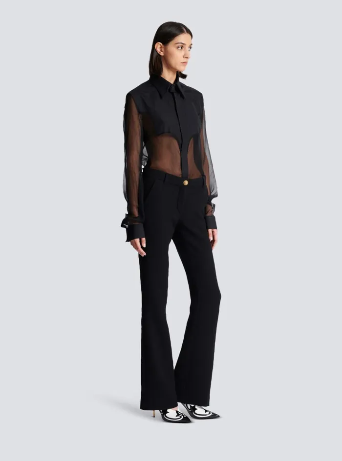 Bootcut Crepe Trousers Black Women Balmain Trousers And Shorts