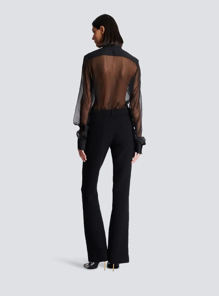 Bootcut Crepe Trousers Black Women Balmain Trousers And Shorts