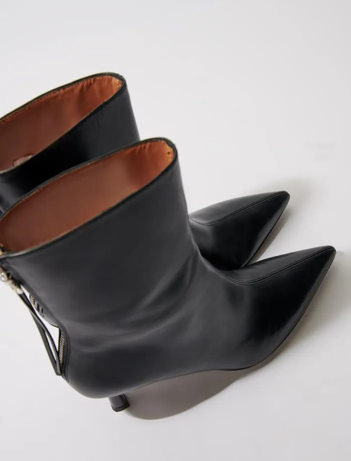 Booties and Boots Women Maje Leather Ankle Boots Black
