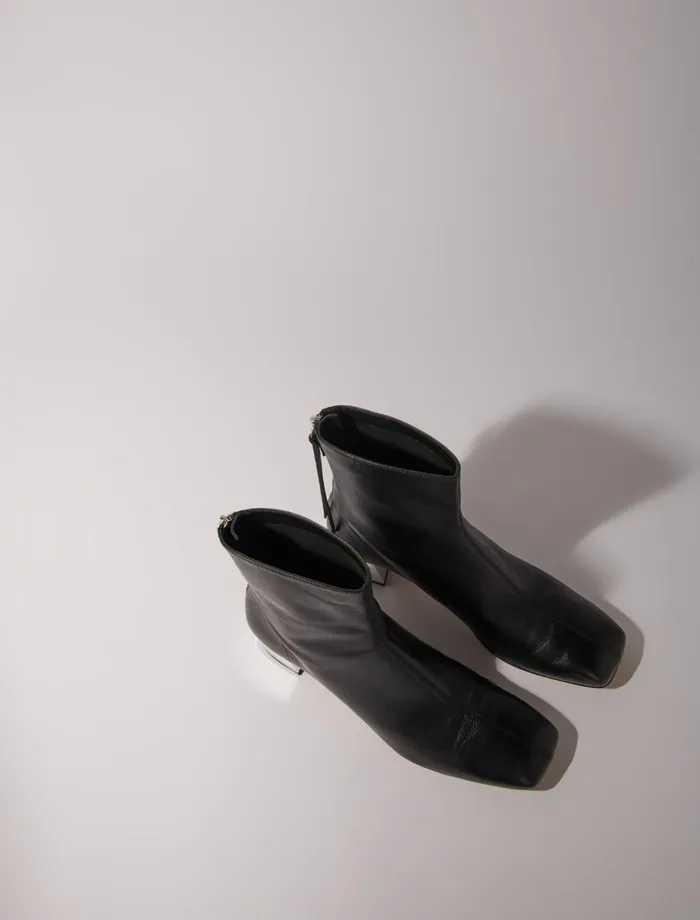Booties and Boots Women Maje SquareToed Leather Boots Black