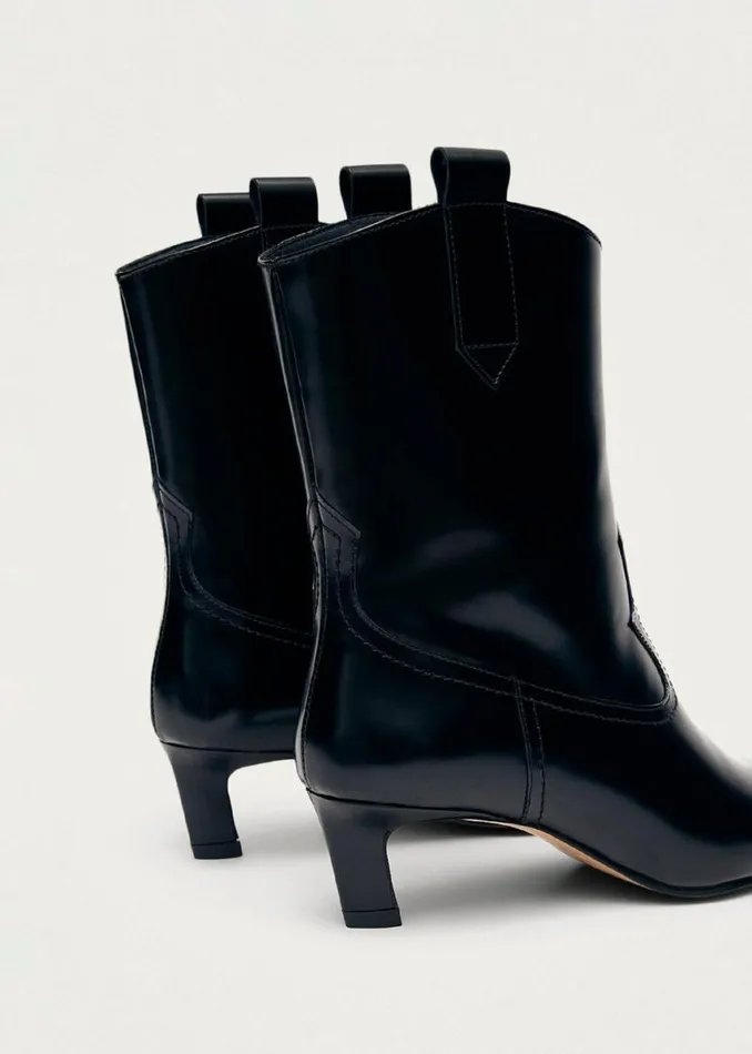Boots Women ALOHAS Hudson Shimmer Bicolor Black Silver Leather Ankle Boots