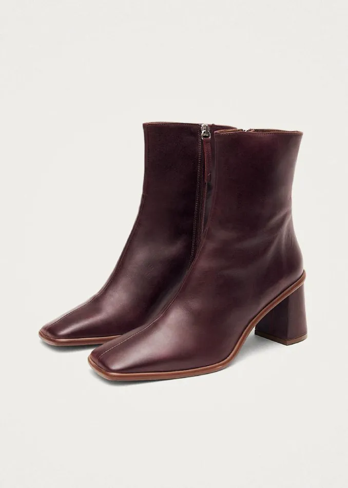 Boots Women ALOHAS West Cape Wine Burgundy Leather Ankle Boots