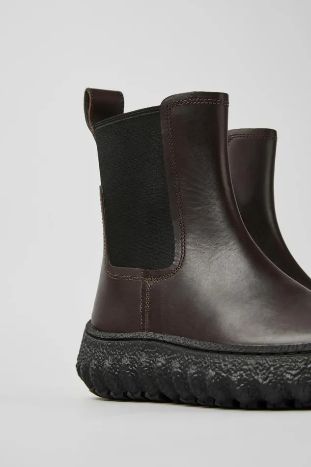 Boots Women Camper Ground MICHELIN Dark Brown Leather Ankle Boots