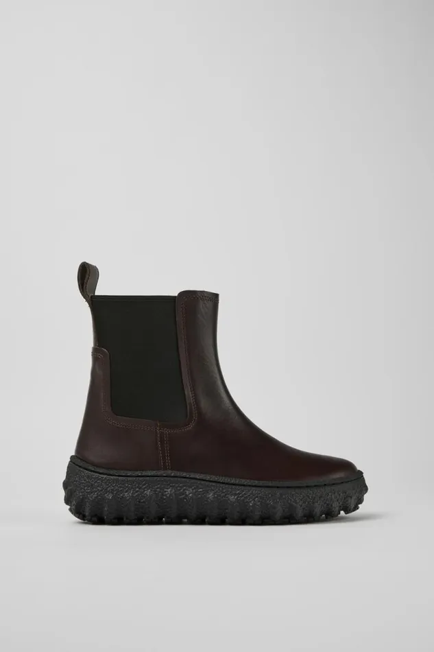 Boots Women Camper Ground MICHELIN Dark Brown Leather Ankle Boots