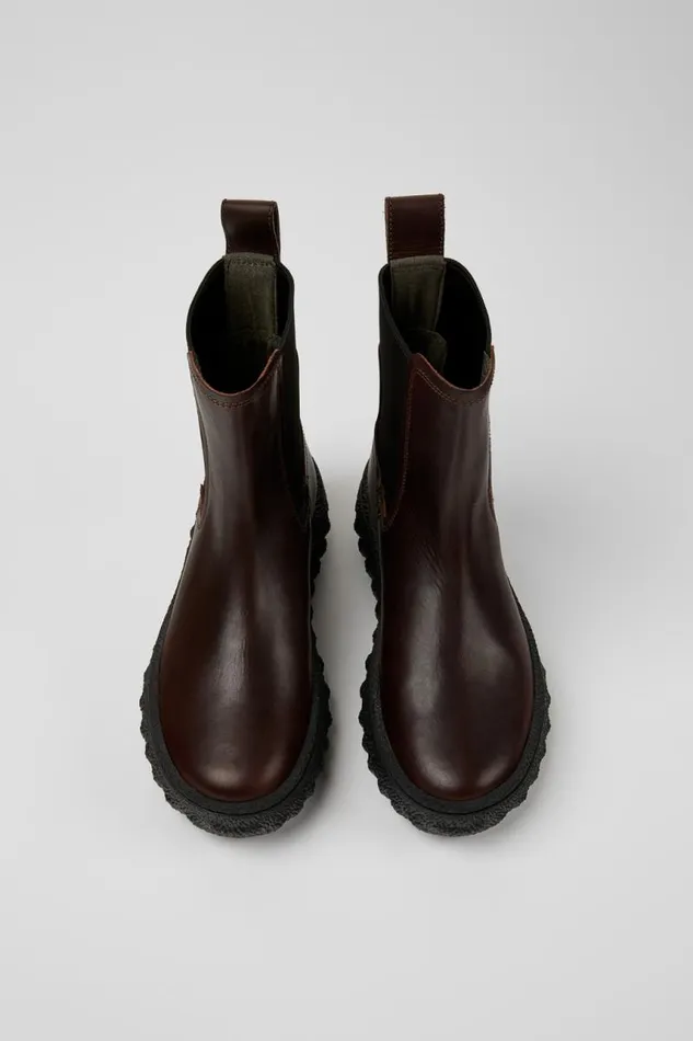Boots Women Camper Ground MICHELIN Dark Brown Leather Ankle Boots