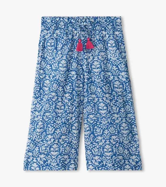 Bottoms Girls Hatley Girls Floral Shibori Cropped Culottes