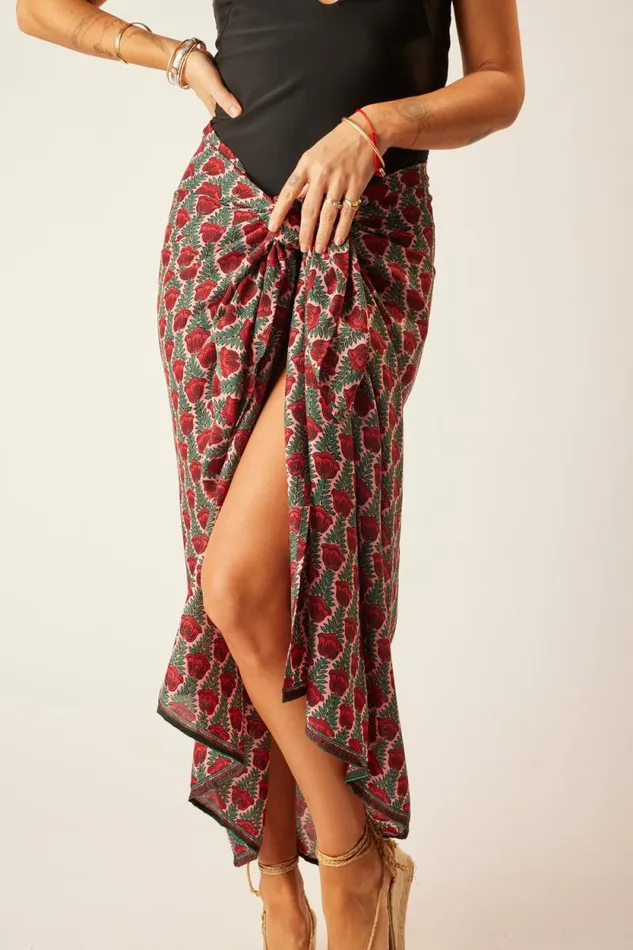 Bottoms Shop Natalie Martin SARONGSCARF Tulip Print Venetian Red