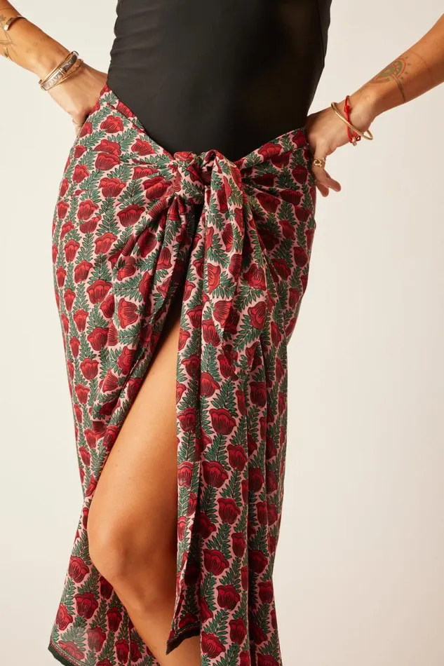 Bottoms Shop Natalie Martin SARONGSCARF Tulip Print Venetian Red