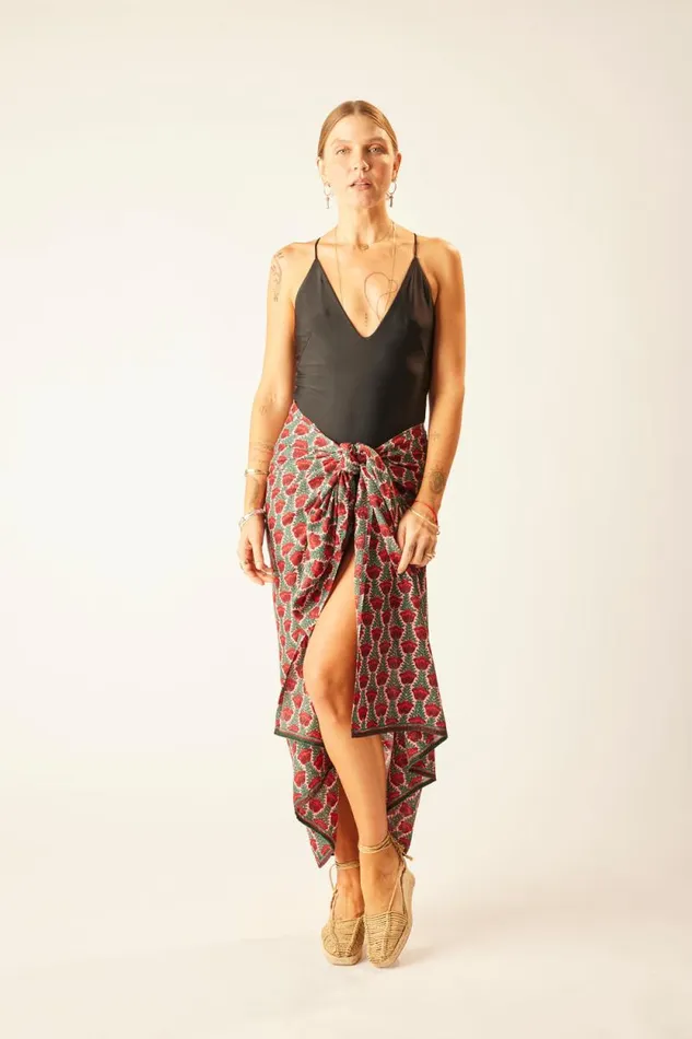 Bottoms Shop Natalie Martin SARONGSCARF Tulip Print Venetian Red