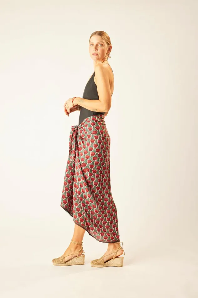 Bottoms Shop Natalie Martin SARONGSCARF Tulip Print Venetian Red