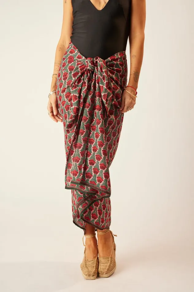 Bottoms Shop Natalie Martin SARONGSCARF Tulip Print Venetian Red