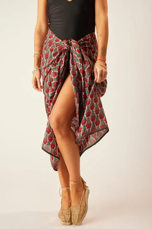 Bottoms Shop Natalie Martin SARONGSCARF Tulip Print Venetian Red