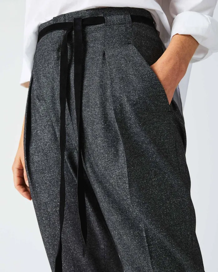Bottoms Women Billy Reid Tapered Pleat Pant Charcoal