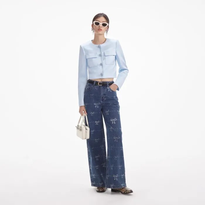 Bow Print Jeans Women Self Portrait Bottoms