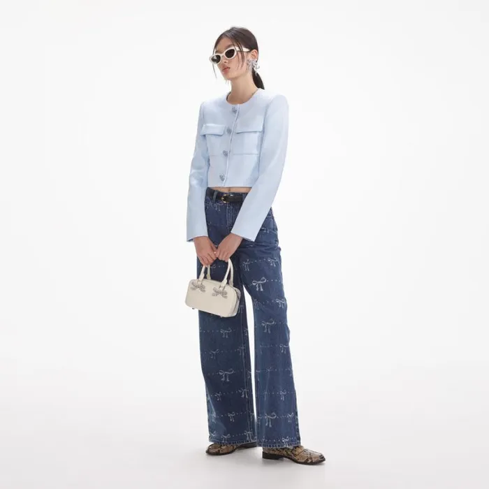 Bow Print Jeans Women Self Portrait Bottoms