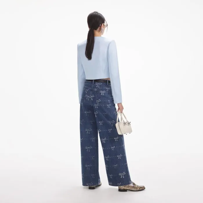 Bow Print Jeans Women Self Portrait Bottoms