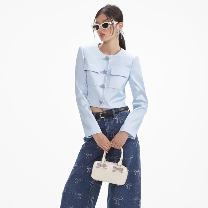Bow Print Jeans Women Self Portrait Bottoms