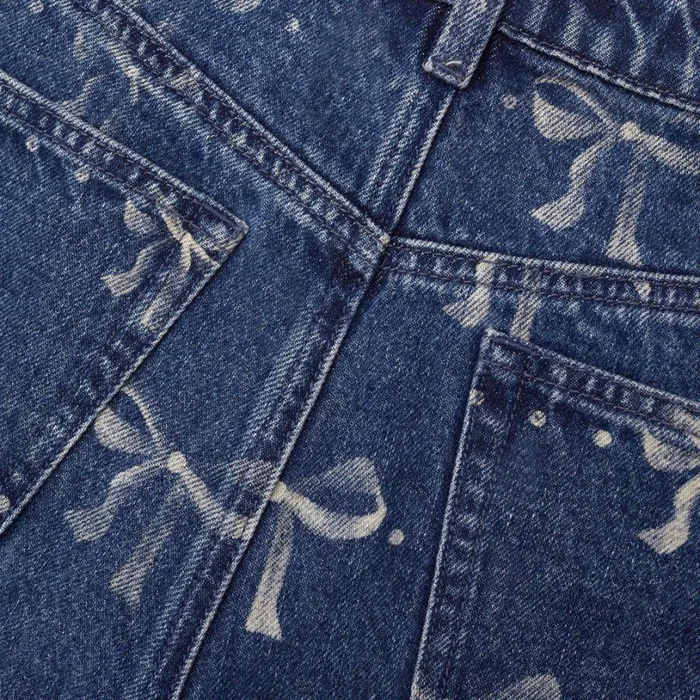 Bow Print Jeans Women Self Portrait Bottoms