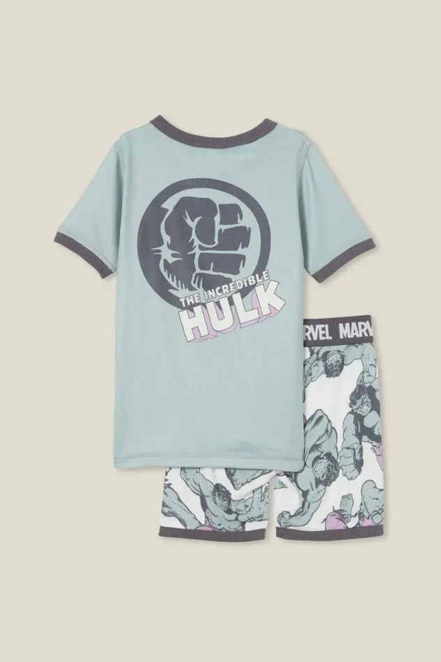 Boys 214 Sleepwear Cotton On Sawyer Super Soft Short Sleeve Pyjama Set License Lcn Mar Stone Greenhulk Smash
