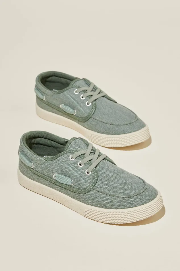 Boys 214 Sneakers Cotton On Billy Boat Shoe Swag Green