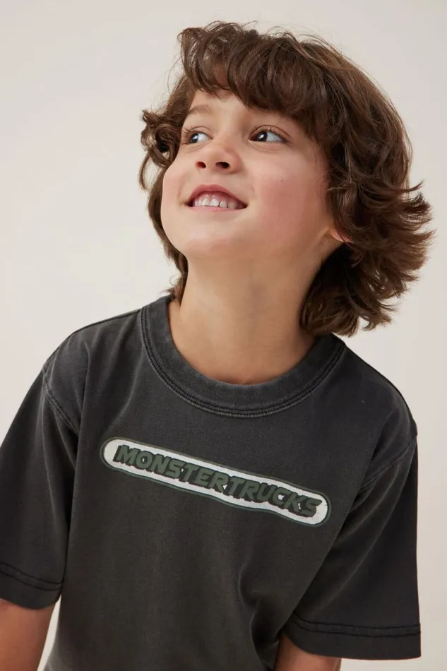 Boys 214 Tops and TShirts Cotton On Jonny Short Sleeve Print Tee Phantommonster Trucks