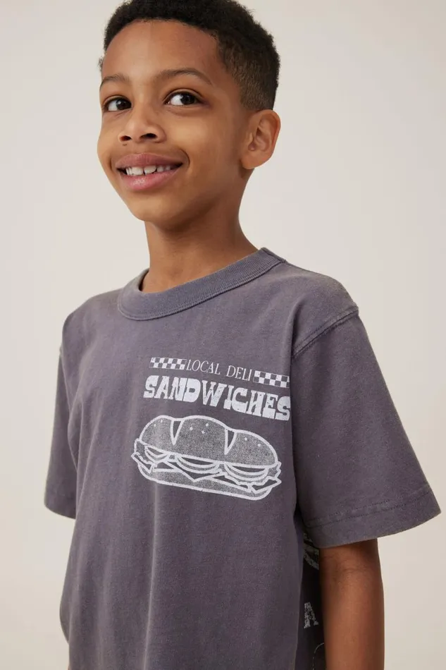 Boys 214 Tops and TShirts Cotton On Jonny Short Sleeve Print Tee Rabbit Greylocal Deli Sandwiches