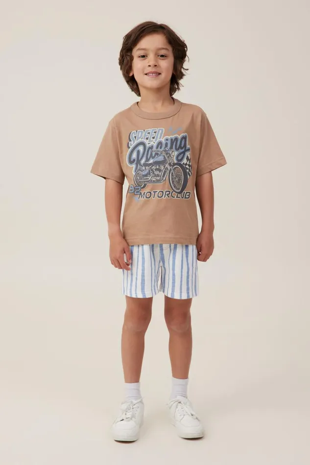 Boys 214 Tops and TShirts Cotton On Jonny Short Sleeve Print Tee Taupy Brownspeed Racing