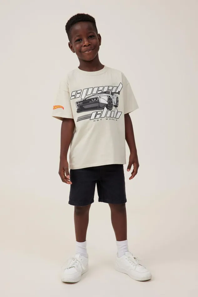 Boys 214 Tops and TShirts Cotton On License Drop Shoulder Short Sleeve Tee Lcn Mat Rainy Dayhot Wheels Speed Club