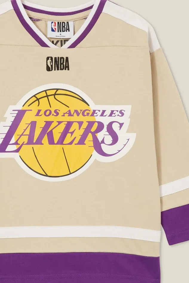 Boys 214 Tops and TShirts Cotton On License Oversized Long Sleeve Tee Lcn Nba Rainy Daylakers Colour Block