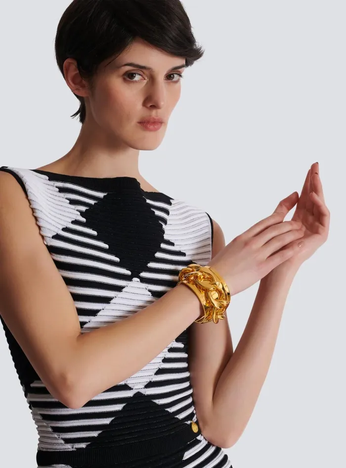 Brass Chain Cuff Bracelet Gold Women Balmain Fashion Jewelry