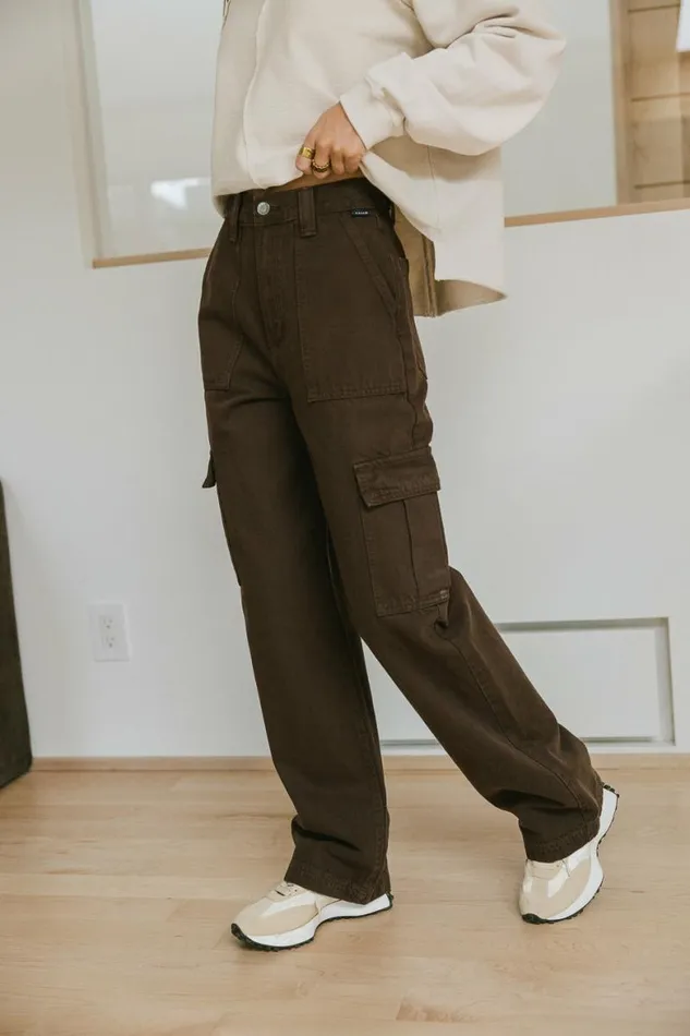 Brianna Cargo Jeans In Brown Brown Women Bohme Denim