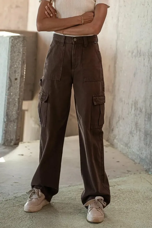 Brianna Cargo Jeans In Brown Brown Women Bohme Denim