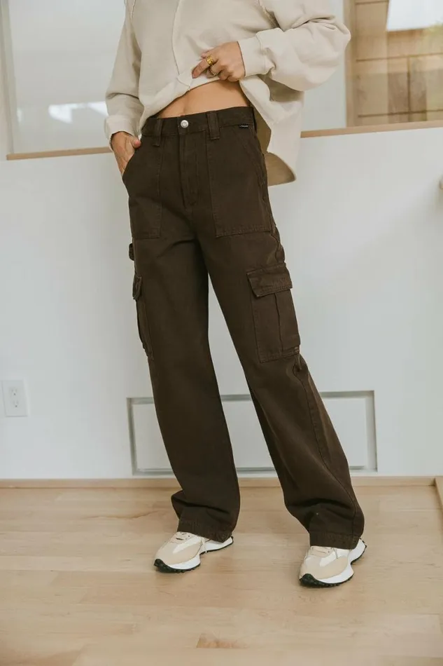 Brianna Cargo Jeans In Brown Brown Women Bohme Denim
