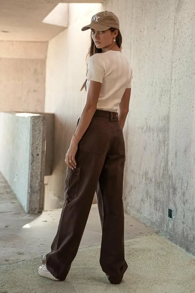 Brianna Cargo Jeans In Brown Brown Women Bohme Denim