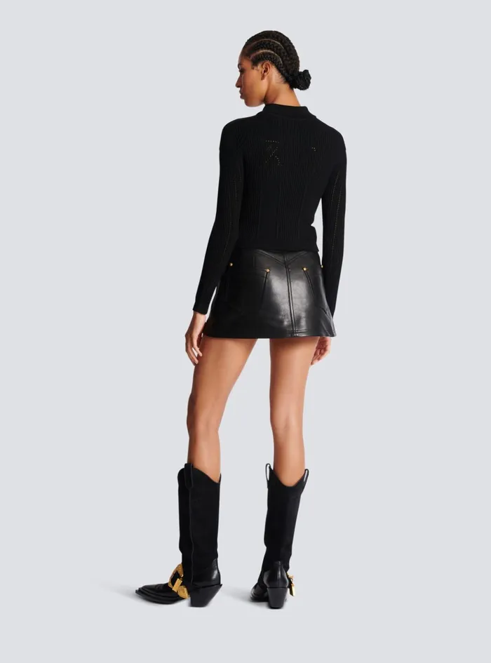 Buttoned Knit Cardigan Black Women Balmain Knitwear