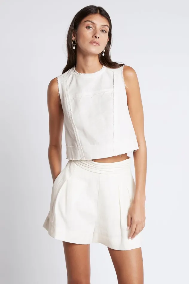 Byblos Cropped Top Ivory Women Aje Tops