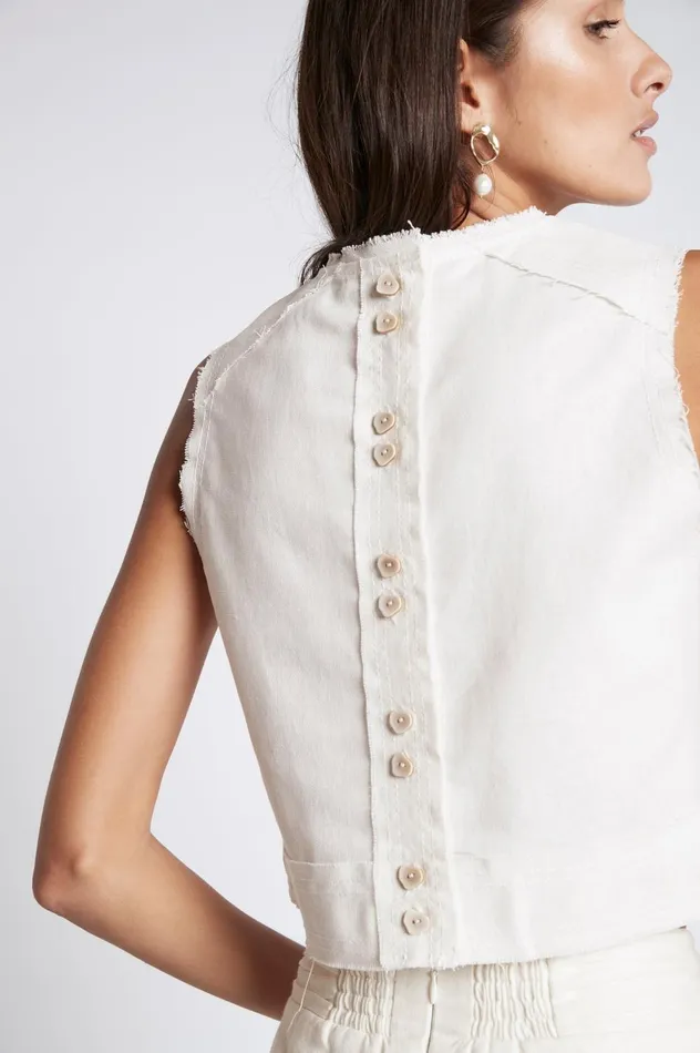 Byblos Cropped Top Ivory Women Aje Tops