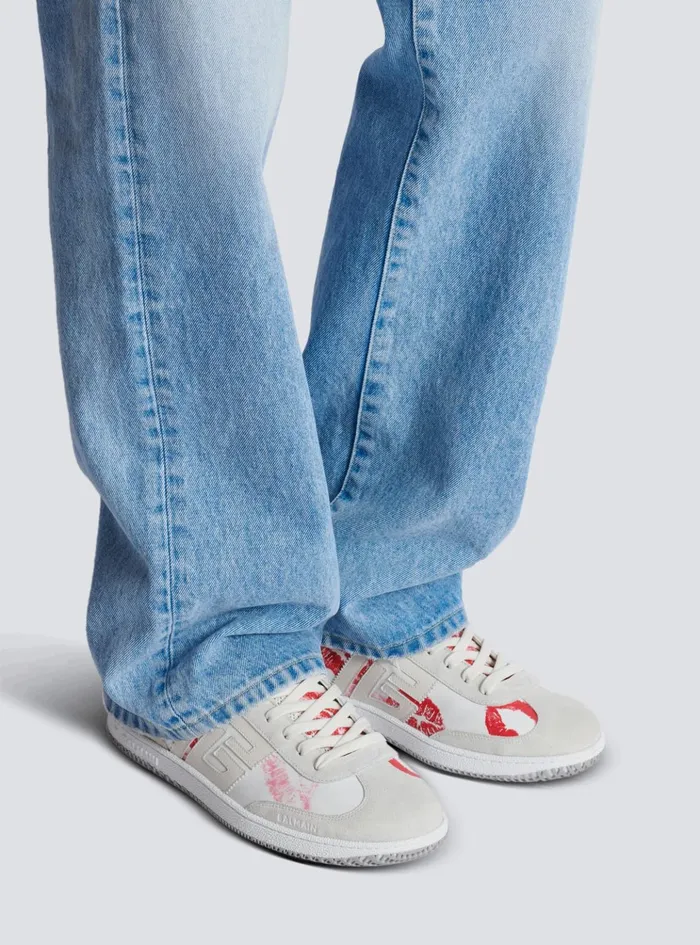 Calfskin Swan Trainers White Men Balmain Sneakers