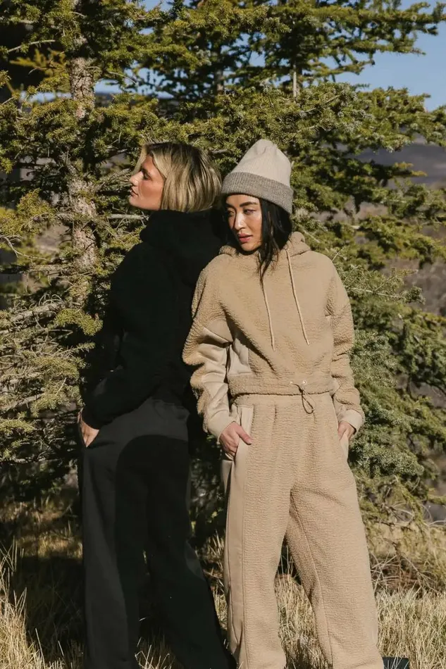 Callie Sherpa Hoodie In Camel Camel Women Bohme Sets