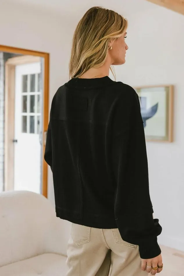 Cameron VNeck Sweater Black Women Bohme Tops