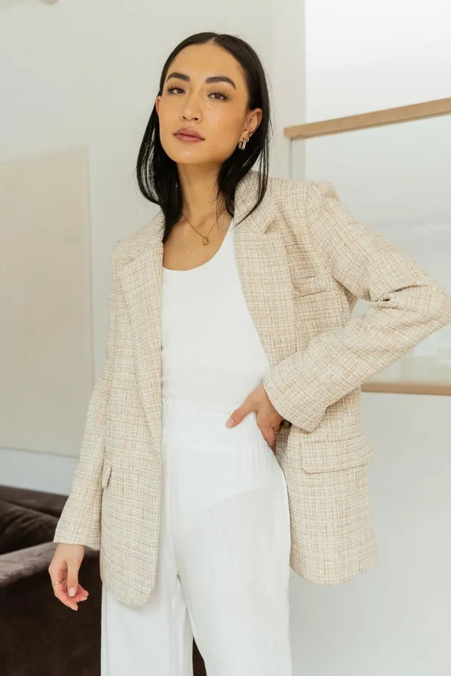 Camila Blazer Tan Women Bohme Outerwear