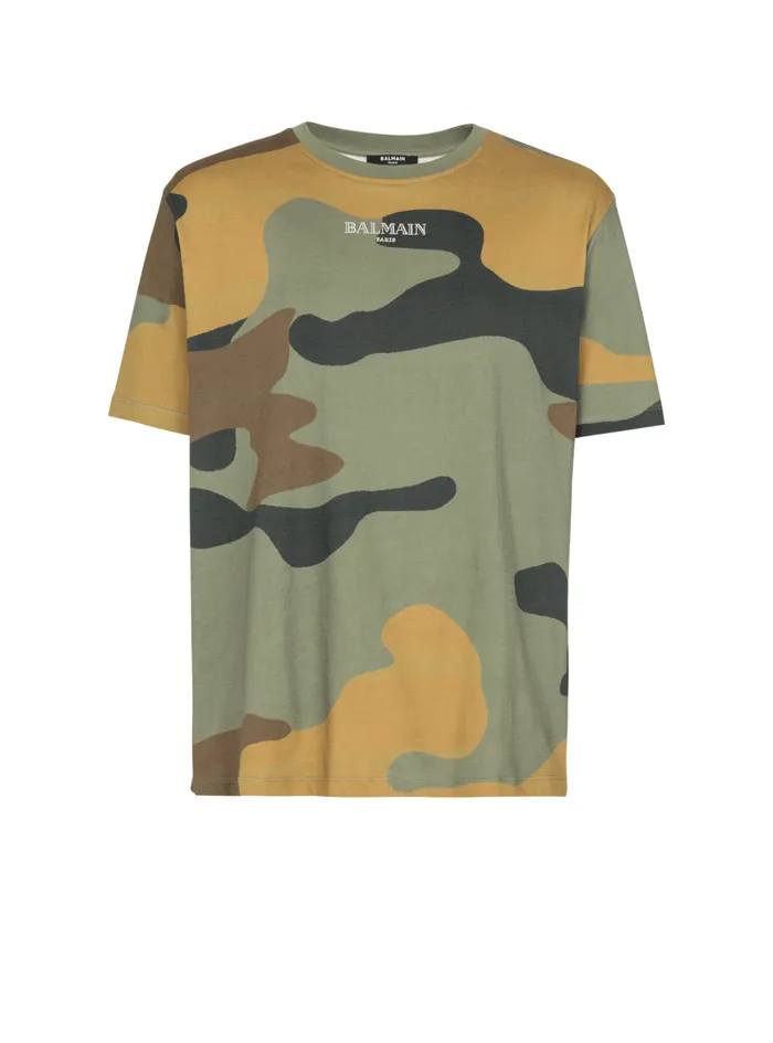 Camouflage Vintage Tshirt Khaki Men Balmain TShirts