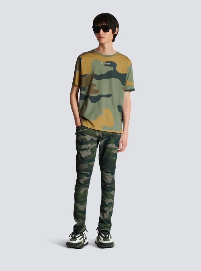 Camouflage Vintage Tshirt Khaki Men Balmain TShirts